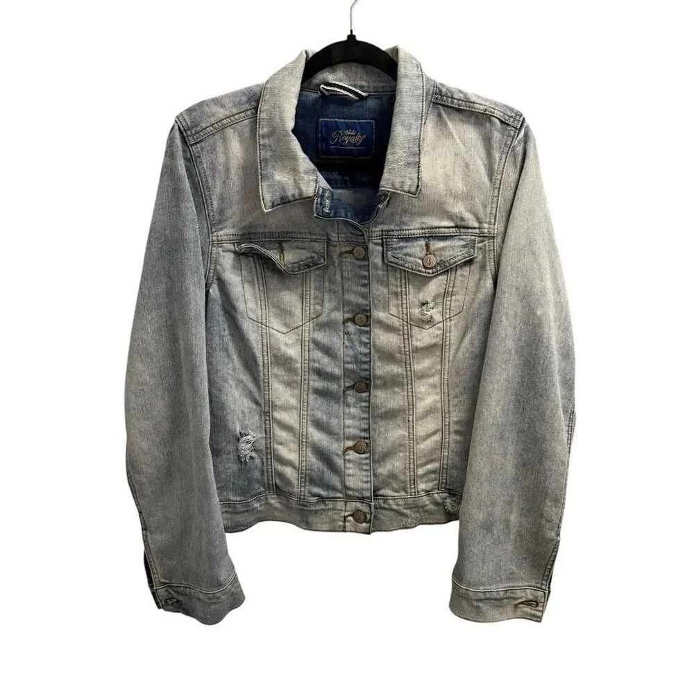 Royalty For Me distressed Jean jacket size large